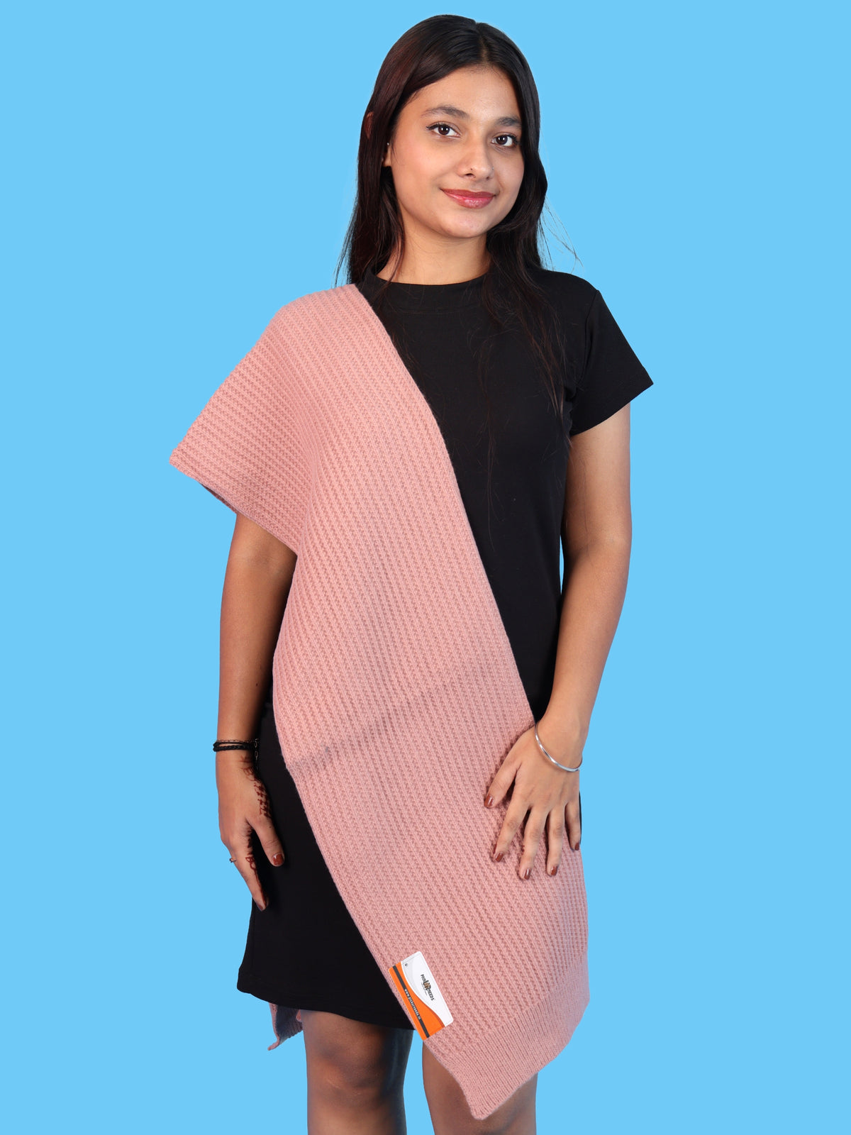 Pick Ur Needs Womens Stylish Knitted Muffler Scarf, Long Ribbed Knit Winter Neck Wrap, Soft Textured Cozy Scarf for Girls
