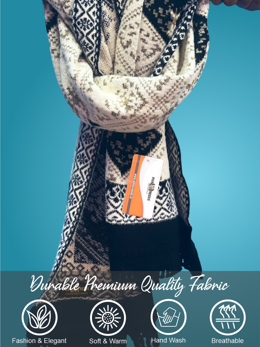 Pick Ur Needs Woolen Shawl for Women Warm Winter Wool Fabric Shawls with Traditional Prints Soft & Elegant Ethnic Stole