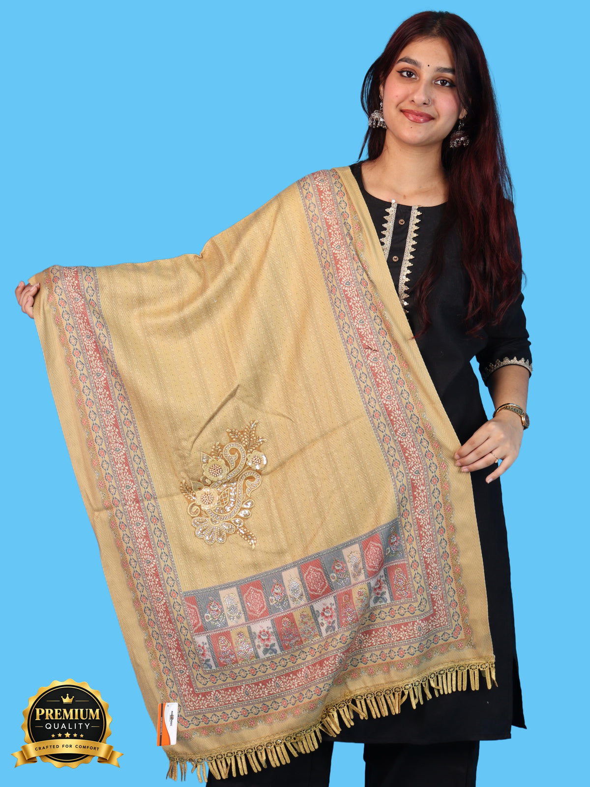 Pick Ur Needs Premium Soft Woolen Women & Girls Stylish Shawl with Elegant Design for Winter & Wedding