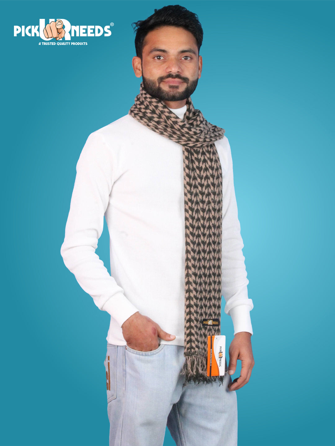 Pick Ur Needs Soft Warm Woolen Premium Winter Muffler for Men Scarf with Stylish Check Pattern Long & Comfortable Cold Weather Neck Wrap
