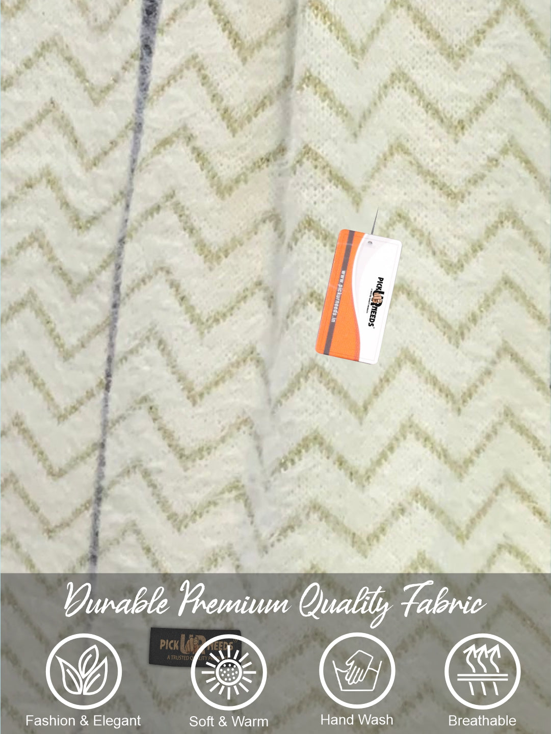 Pick Ur Needs Premium Woolen Winter Muffler with Gold Zigzag Pattern | Soft, Warm & Stylish Scarf for Women