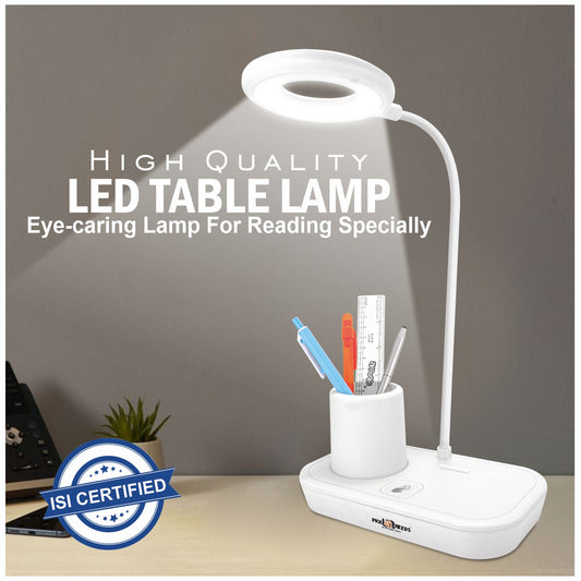 Pick Ur Needs Rechargeable Study Table Lamp Torch ON/ OFF With Pen Stand Night Desk Light Table Lamp  (15 cm, White)