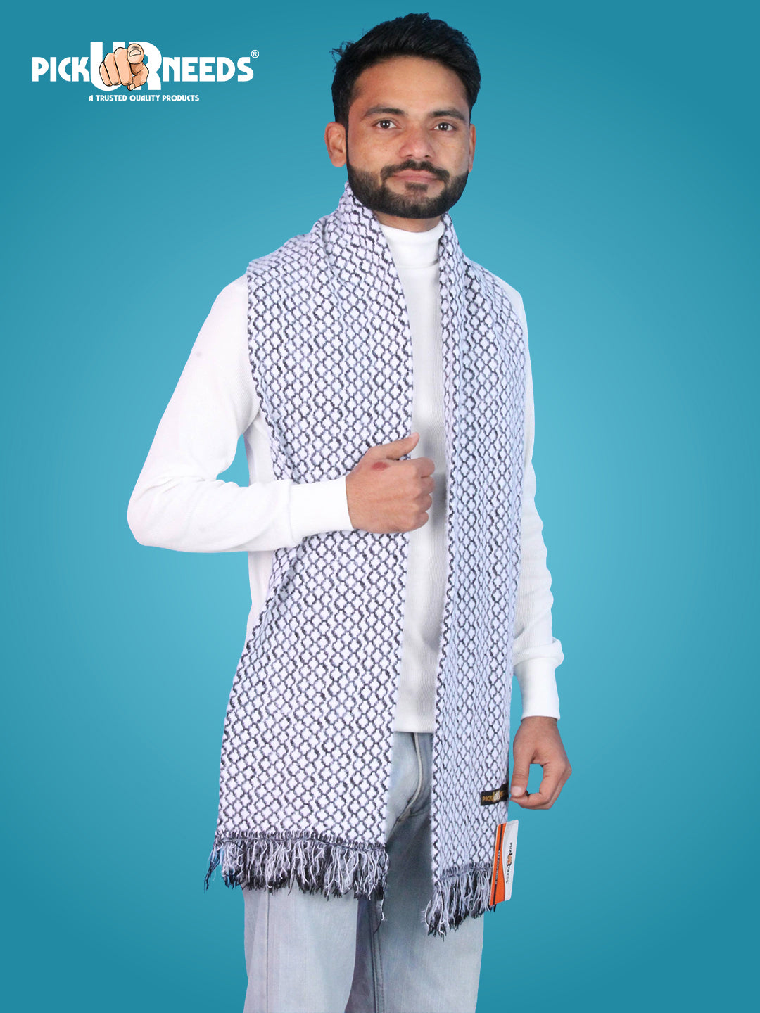 Pick Ur Needs Soft Warm Woolen Premium Winter Muffler for Men Scarf with Stylish Check Pattern Long & Comfortable Cold Weather Neck Wrap