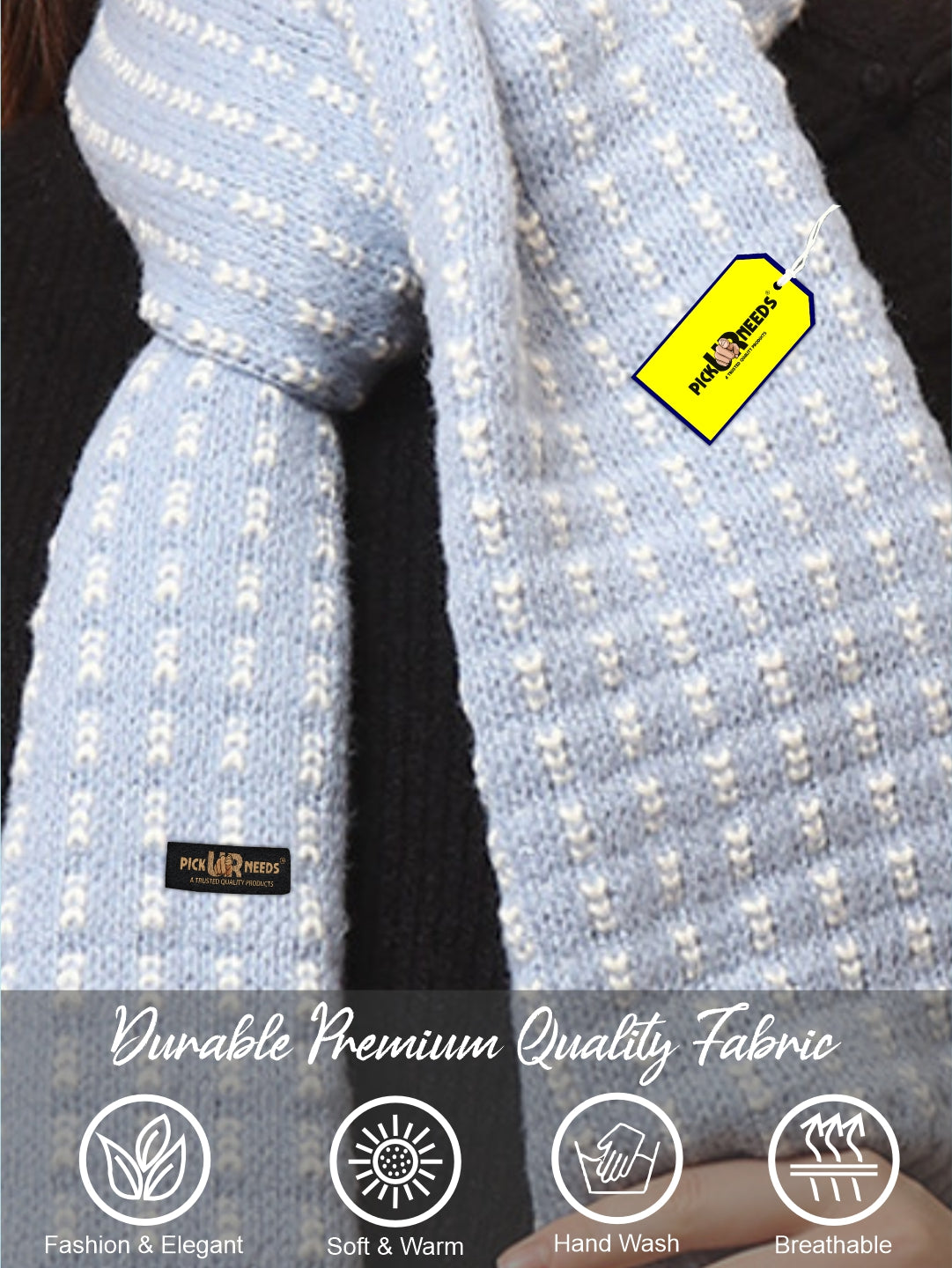 Pick Ur Needs Women Knitted Winter Muffler Soft & Warm Woolen Scarf with Stylish Pattern Lightweight Neck Wrap for Casual, Office