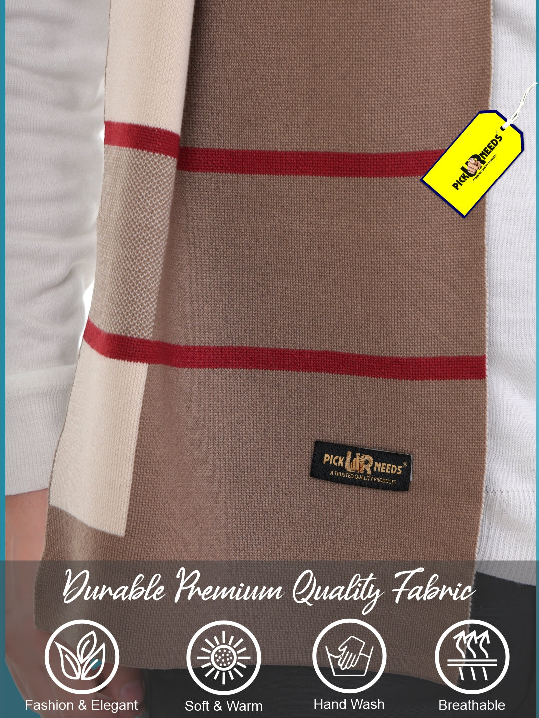 Pick Ur Needs Men’s Premium Winter Wool Muffler – Soft & Warm Knitted Scarf for Casual, Office & Travel Stylish Stripe Design
