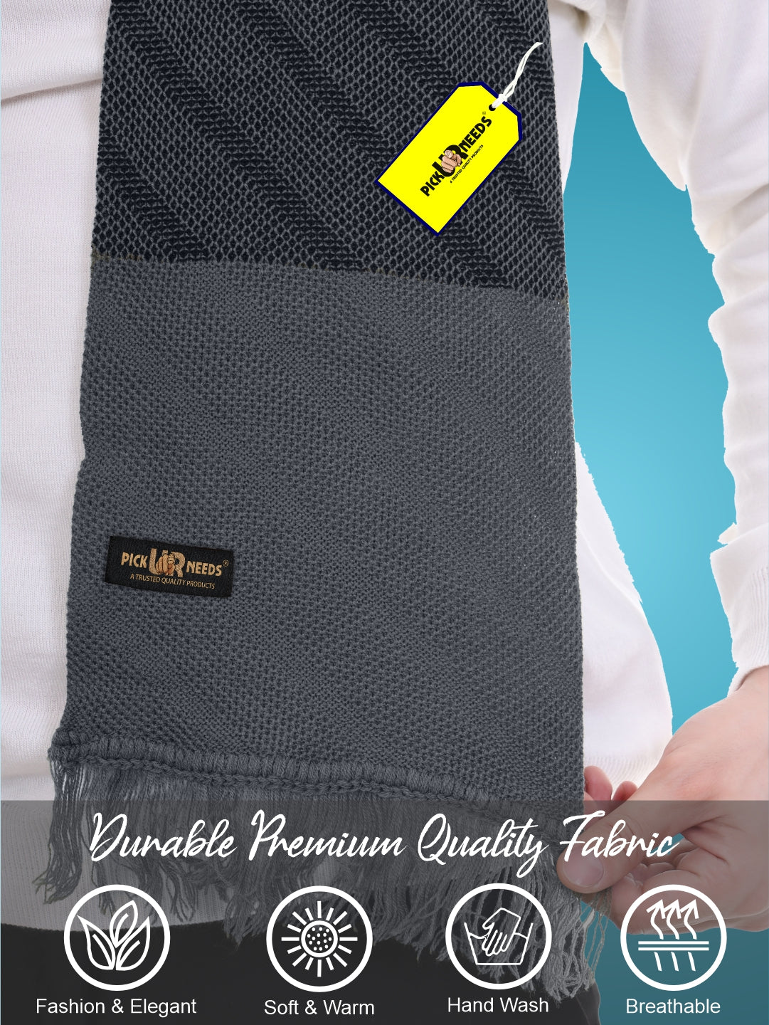 Pick Ur Needs Men’s Premium Winter Scarf Soft Knitted Muffler with Diamond Pattern Warm, Stylish & Lightweight for Cold Weather