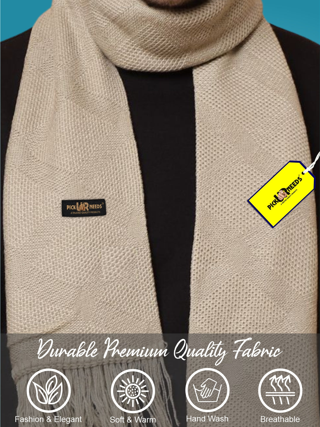Pick Ur Needs Premium Soft, Warm & Breathable Wool Blend Winter Scarf for Men Fashionable Elegant Muffler
