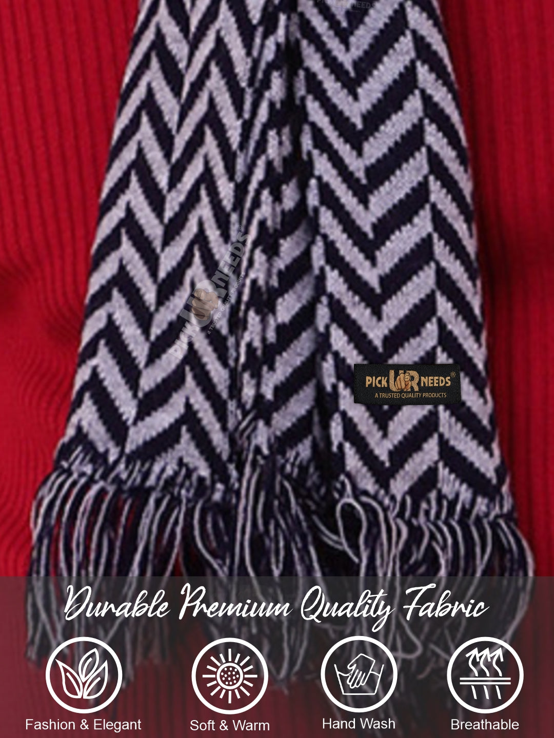 Pick Ur Needs Men's Stylish Zig Zag Knit Scarf  Soft, Warm & Breathable Fabric for Causal & Formal Wear Winter Muffler