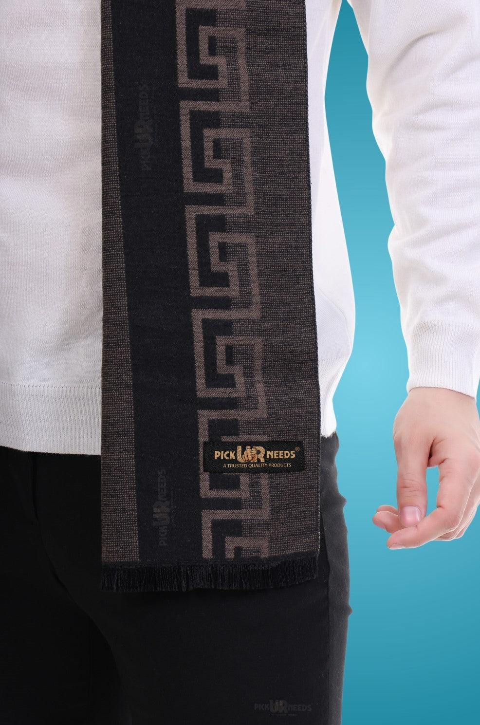 Pick Ur Needs Men's Muffler Check Desgin Premium Woolen Blend Fabric Stylish Look Muffler For Men