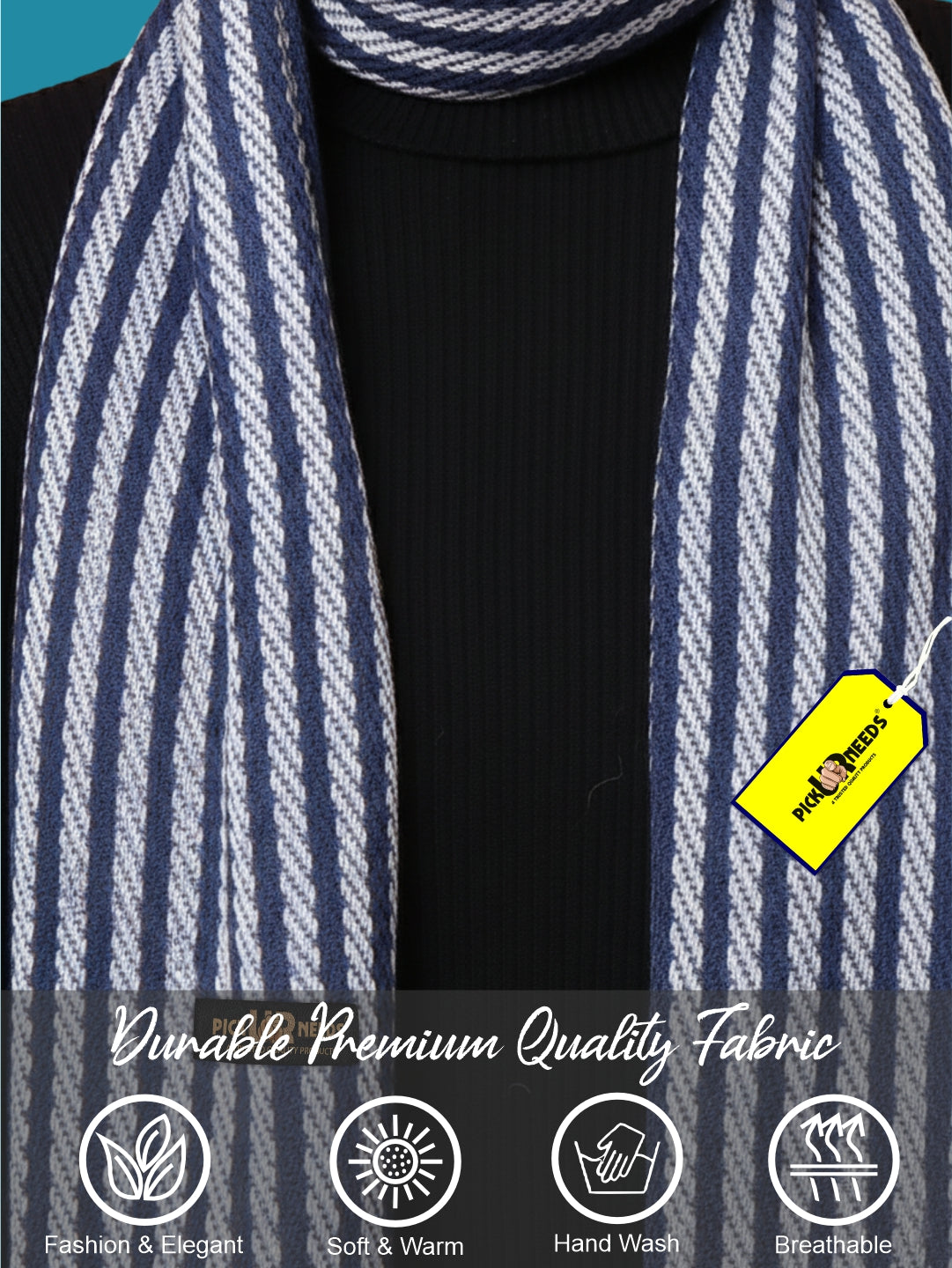 Pick Ur Needs Premium Men's Warm And Stylish Woolen Muffler With Multicolour Stripes And Stylish Tussles Ends
