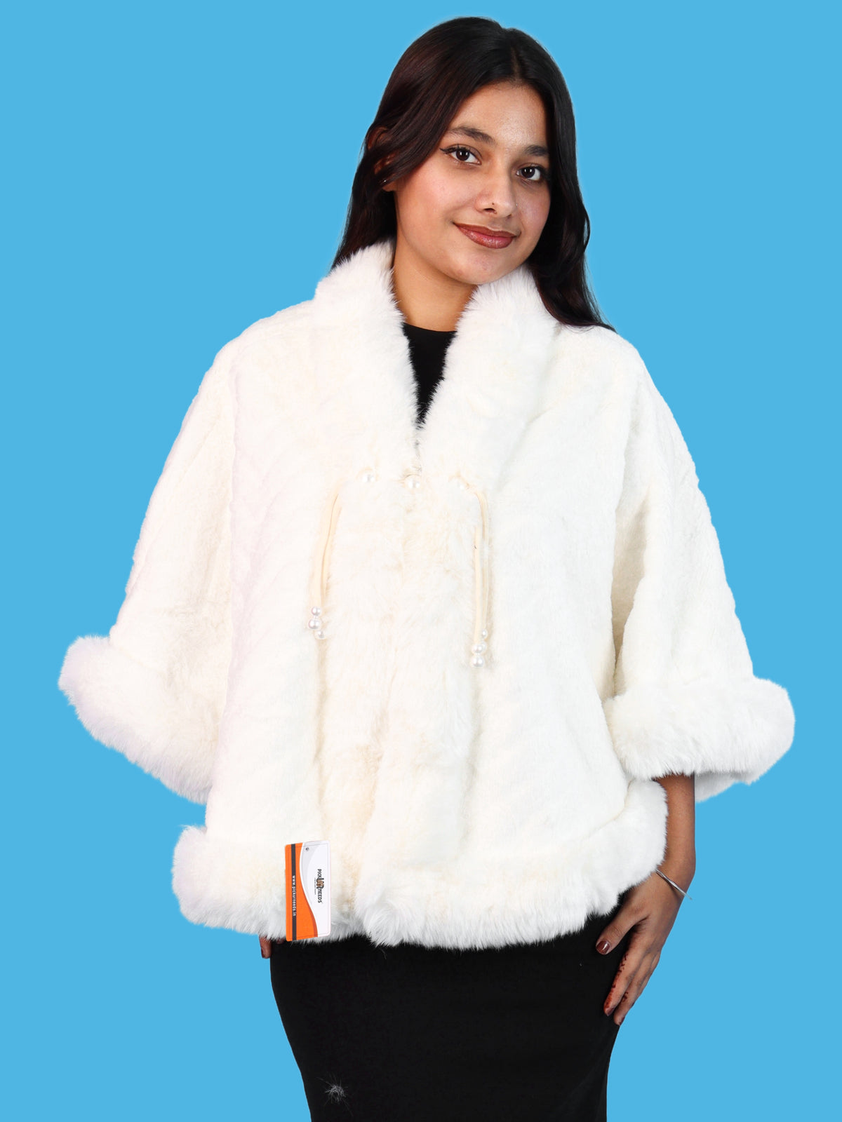 Pick Ur Needs Elegant Faux Fur Womens Shrug with Plush Collar,Soft Warm Winter Cape Poncho, Stylish Fluffy Shoulder Wrap for Ladies & Girls