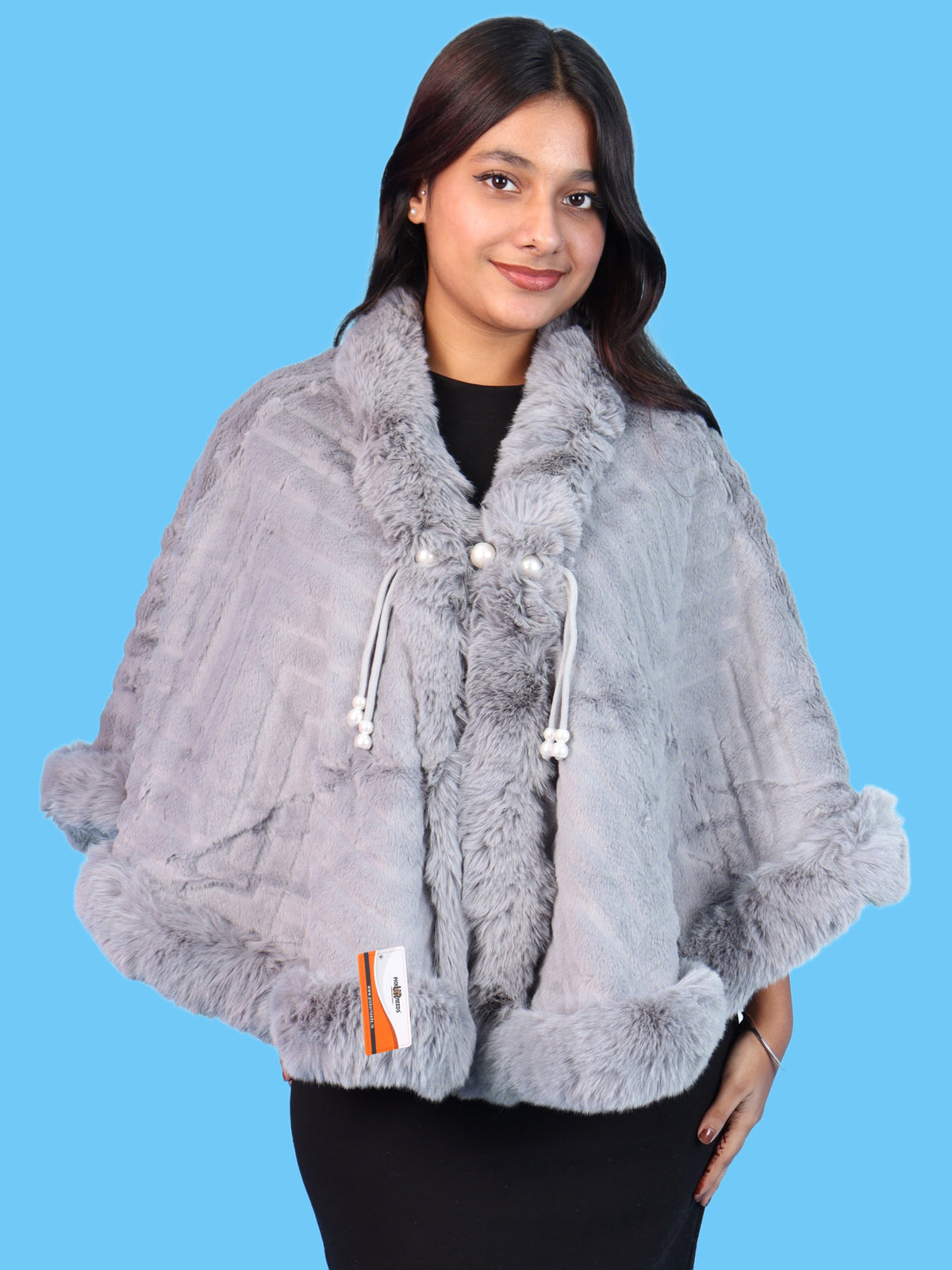 Pick Ur Needs Elegant Faux Fur Womens Shrug with Plush Collar,Soft Warm Winter Cape Poncho, Stylish Fluffy Shoulder Wrap for Ladies & Girls