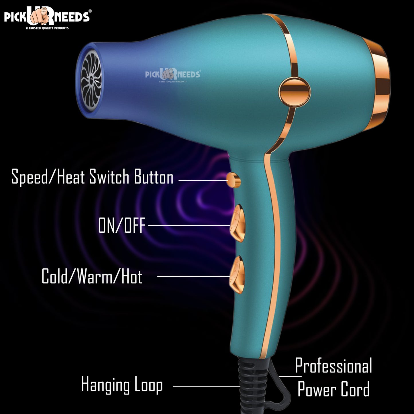 Pick Ur Needs Stylish Professional Hair Dryer For Men/Women With 5000 Watt Powerfull Motor 3 Temperature 2 Wind Force Modes Premium Hair Dryer