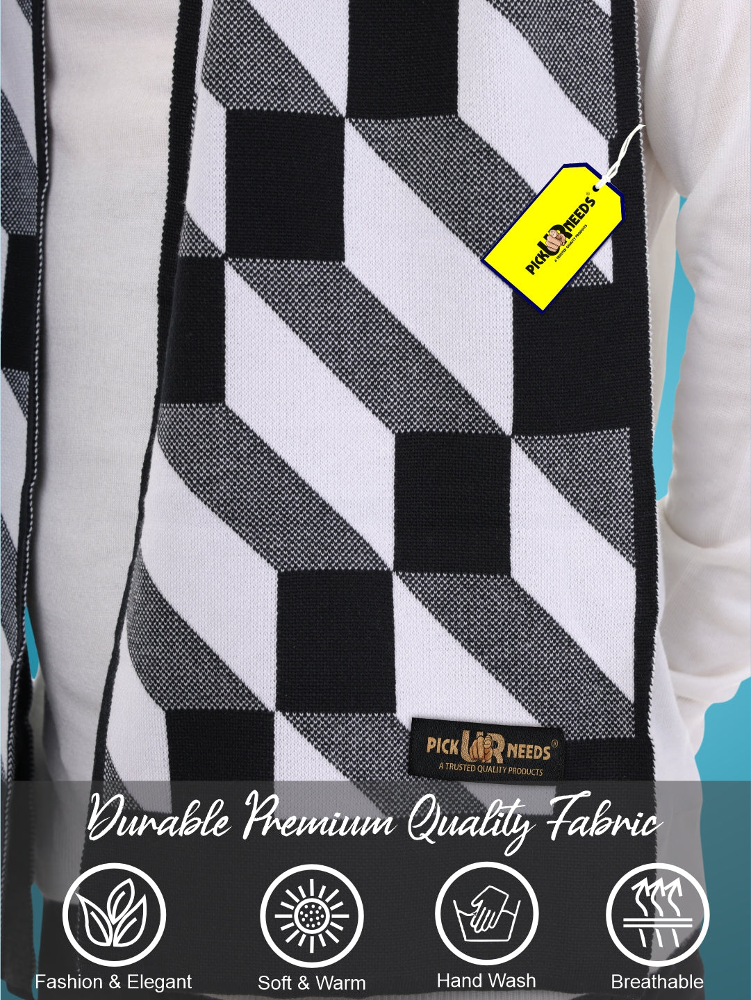 Pick Ur Needs Men’s Premium Winter Wool Muffler – Soft & Warm Knitted Scarf for Casual, Office & Travel Stylish Stripe Design