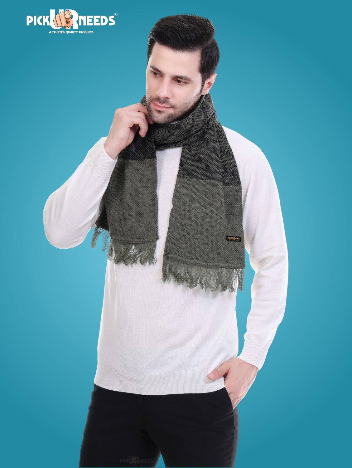 Pick Ur Needs Men’s Premium Winter Scarf Soft Knitted Muffler with Diamond Pattern Warm, Stylish & Lightweight for Cold Weather