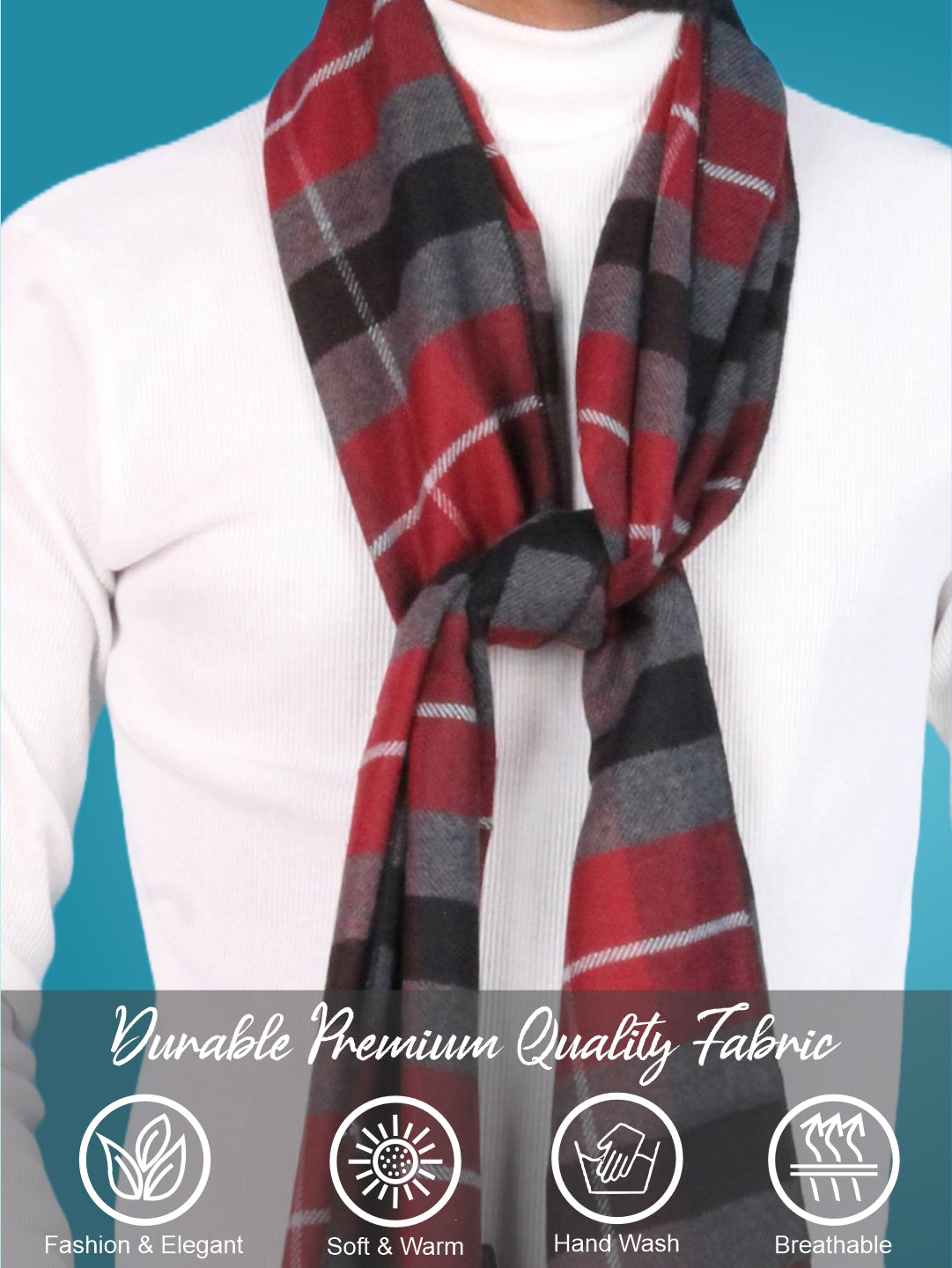 Pick Ur Needs Premium Winter Muffler for Men Soft Wool-Blend Checked Scarf Warm, Lightweight & Stylish Muffler for Office, Casual & Outdoor Wear