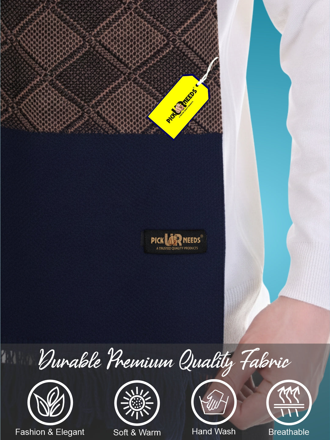 Pick Ur Needs Men’s Premium Winter Scarf Soft Knitted Muffler with Diamond Pattern Warm, Stylish & Lightweight for Cold Weather
