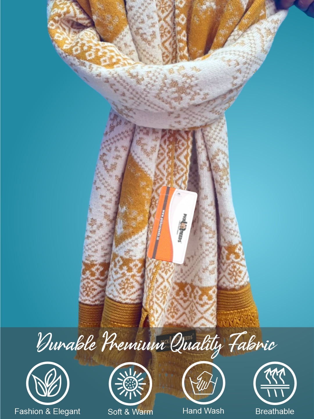 Pick Ur Needs Woolen Shawl for Women | Warm Winter Wool Fabric Shawls with Traditional Prints | Soft & Elegant Ethnic Stole