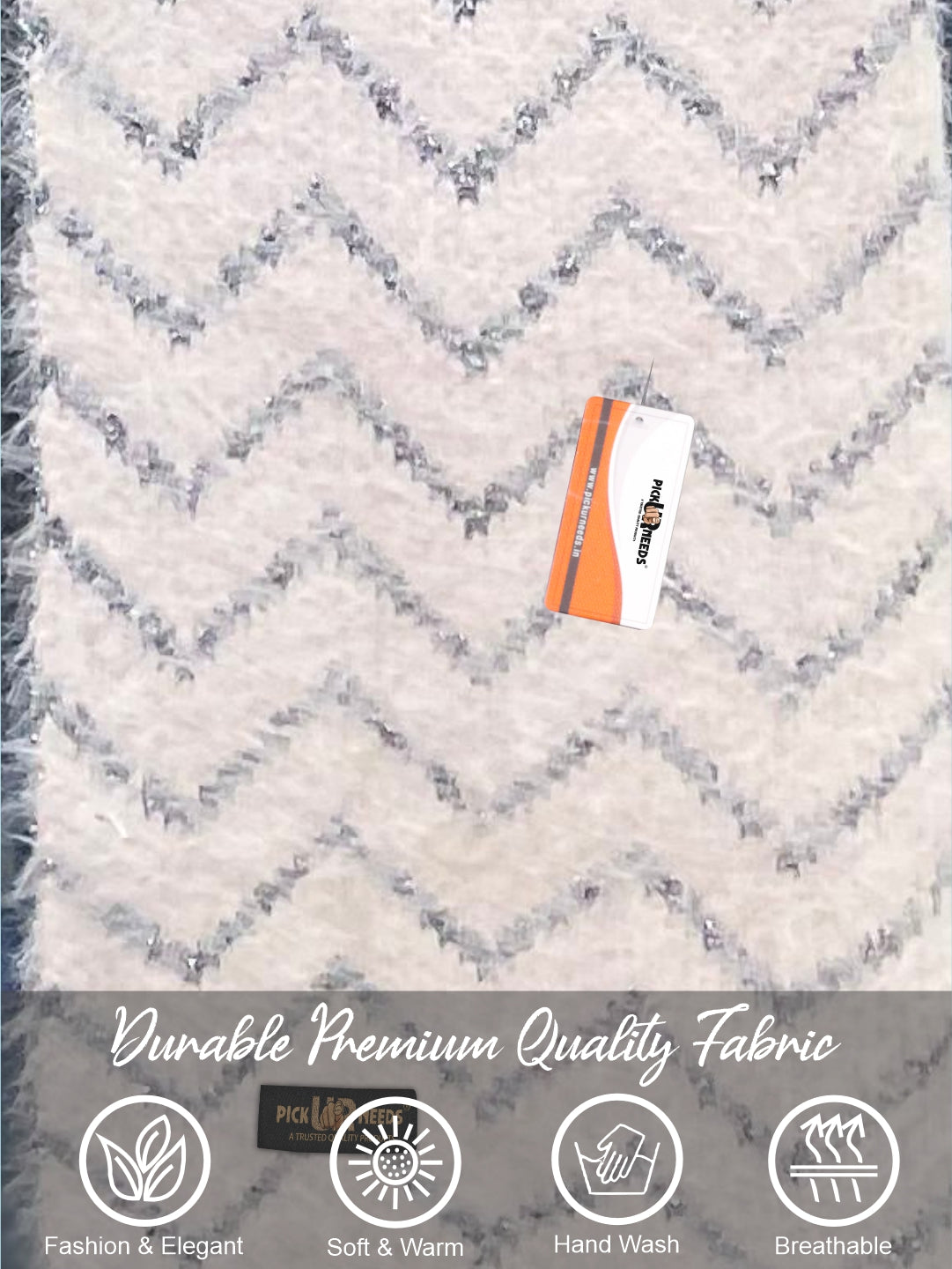 Pick Ur Needs Premium Woolen Winter Muffler with Gold Zigzag Pattern | Soft, Warm & Stylish Scarf for Women