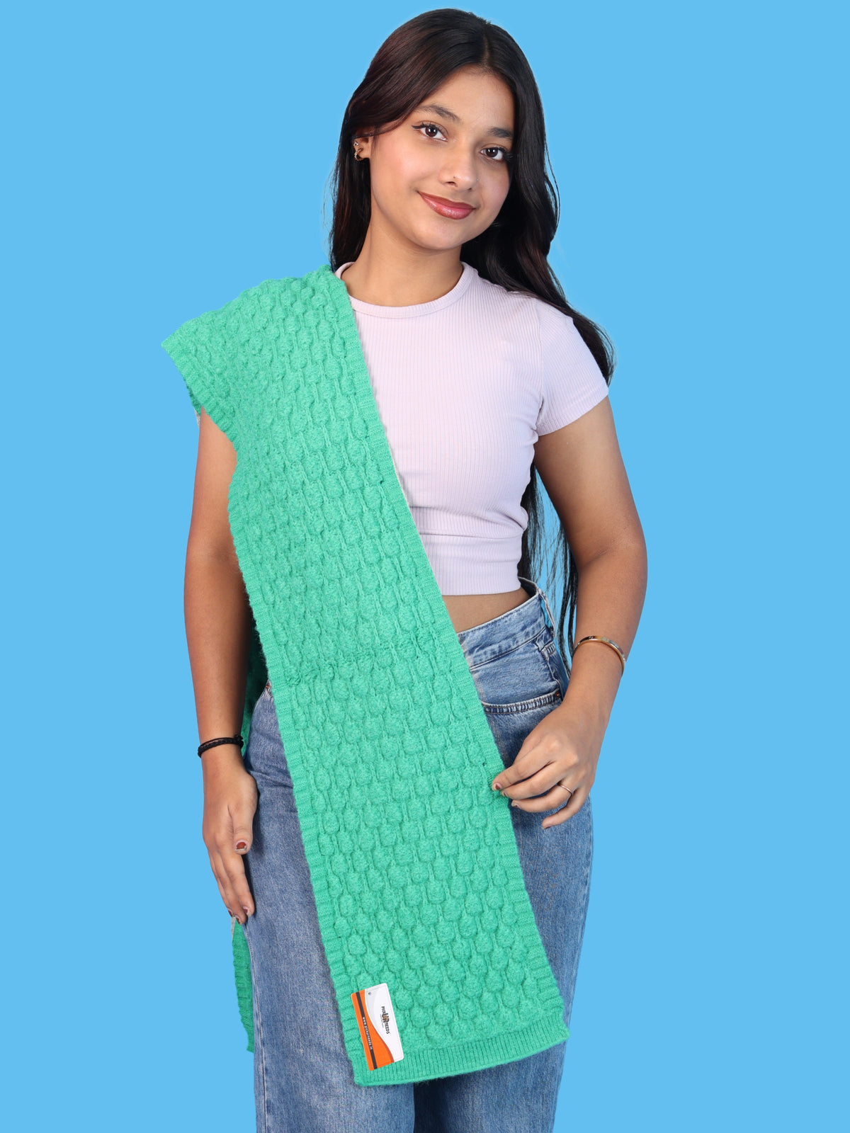 Pick Ur Needs Women and Girls Knitted Winter Muffler, Textured Woollen Scarf with Elegant Woven Pattern, Soft Warm Lightweight Neck Wrap