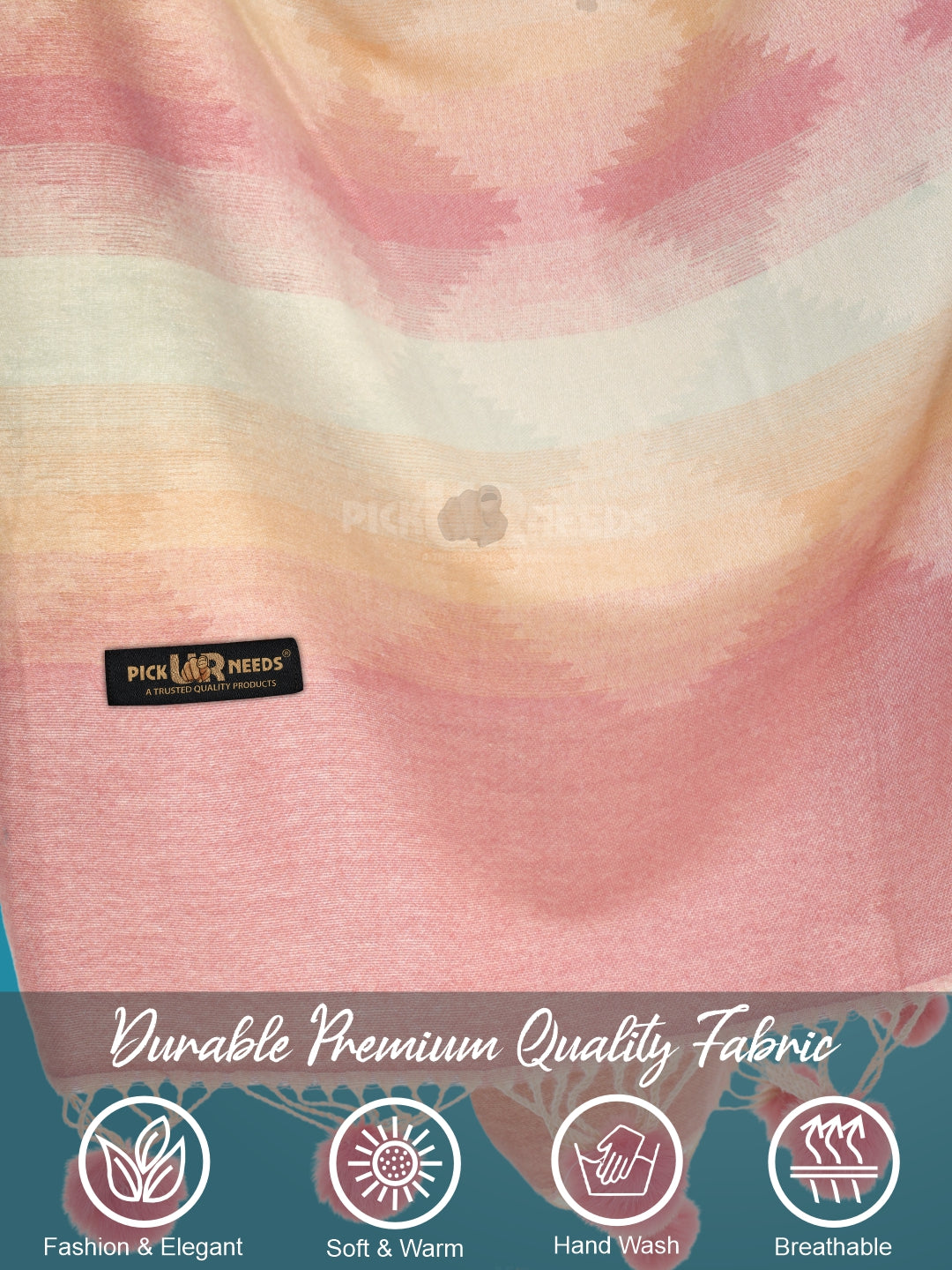 Pick Ur Needs Women’s Soft Woolen Shawl Premium Warm & Breathable Winter Stole  Elegant Striped Design with Tassels