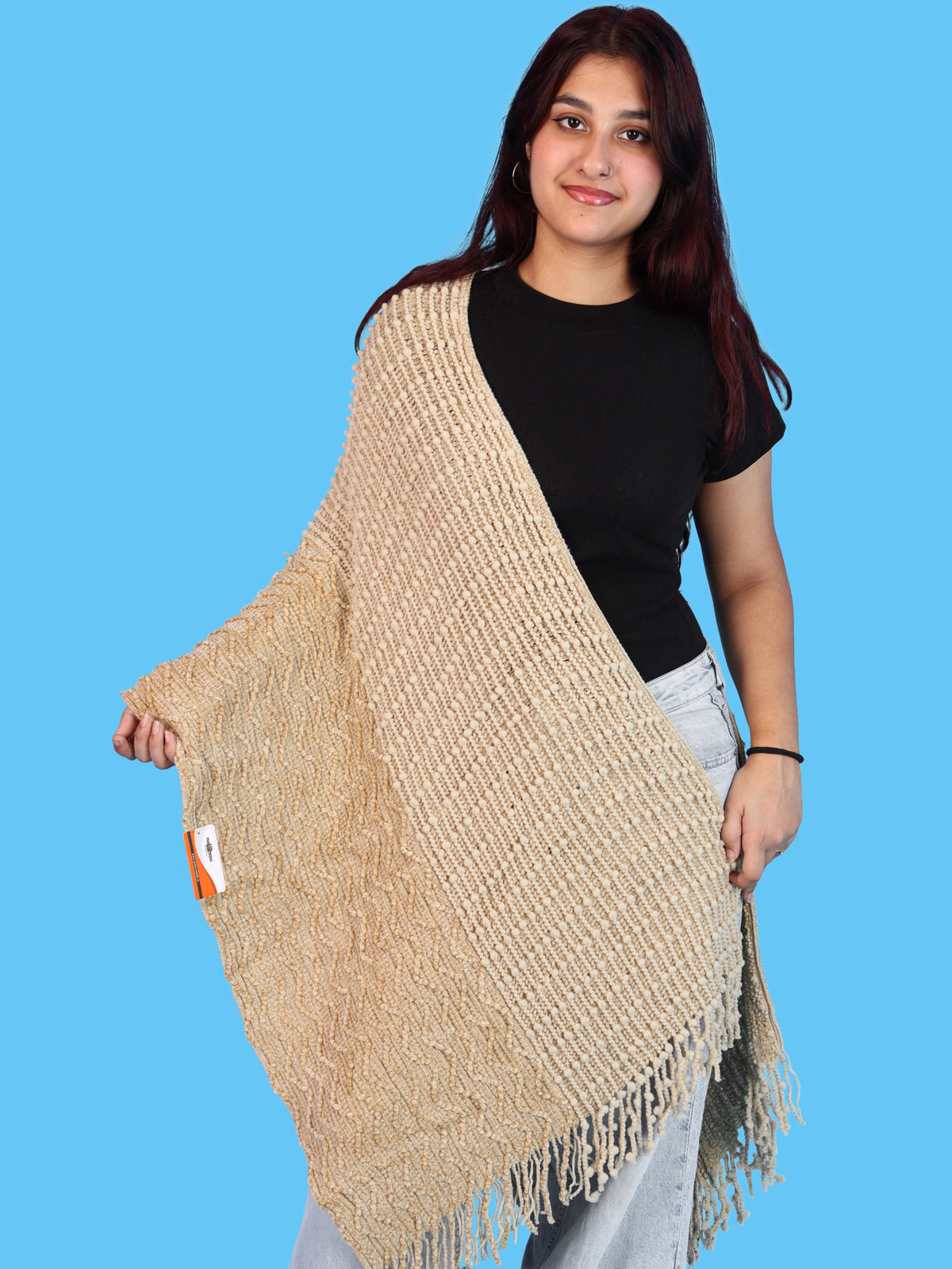 Pick Ur Needs Premium Winter Stole & Muffler for Women Soft Woven Textured Wrap with Elegant Fringes Warm Shawl