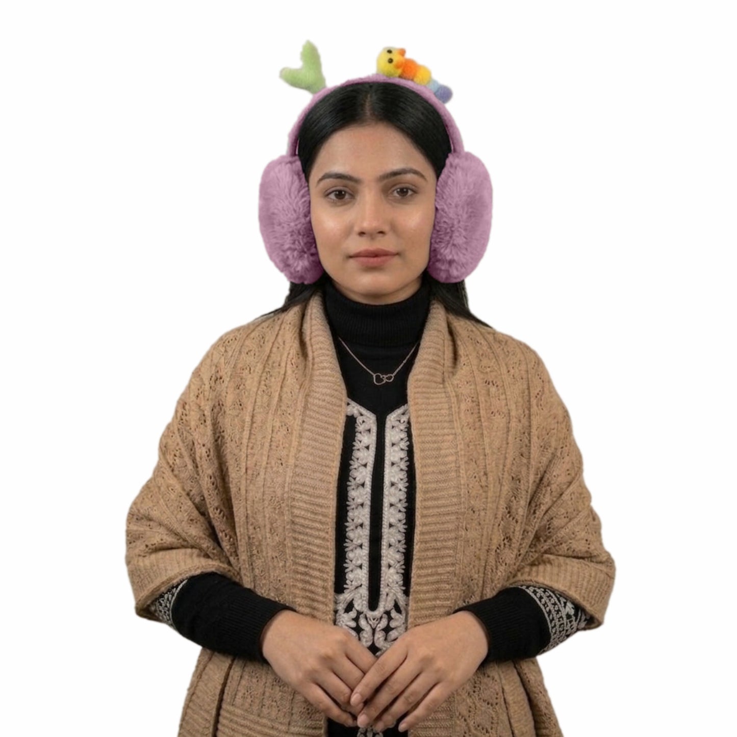 Pick Ur Needs Cute Caterpillar Ear Muffs for Women & Girls – Fluffy Plush Winter Earmuffs, Ear Warmers, Soft Cozy Outdoor Accessory