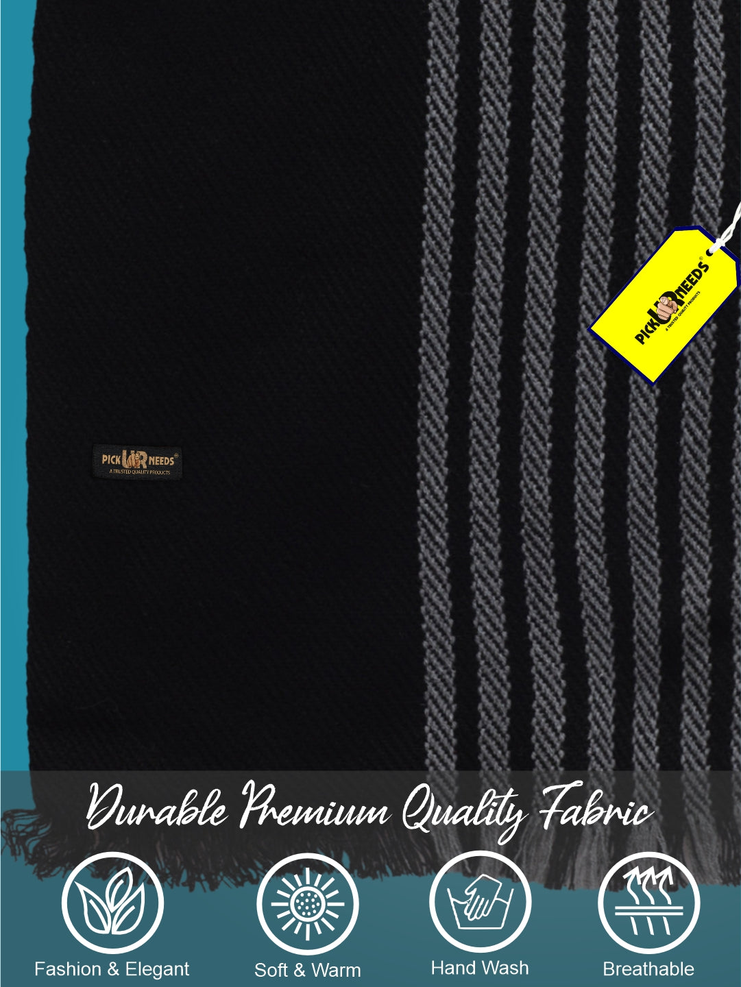 Pick Ur Needs Premium Men's Warm And Stylish Woolen Muffler With Multicolour Stripes And Stylish Tussles Ends
