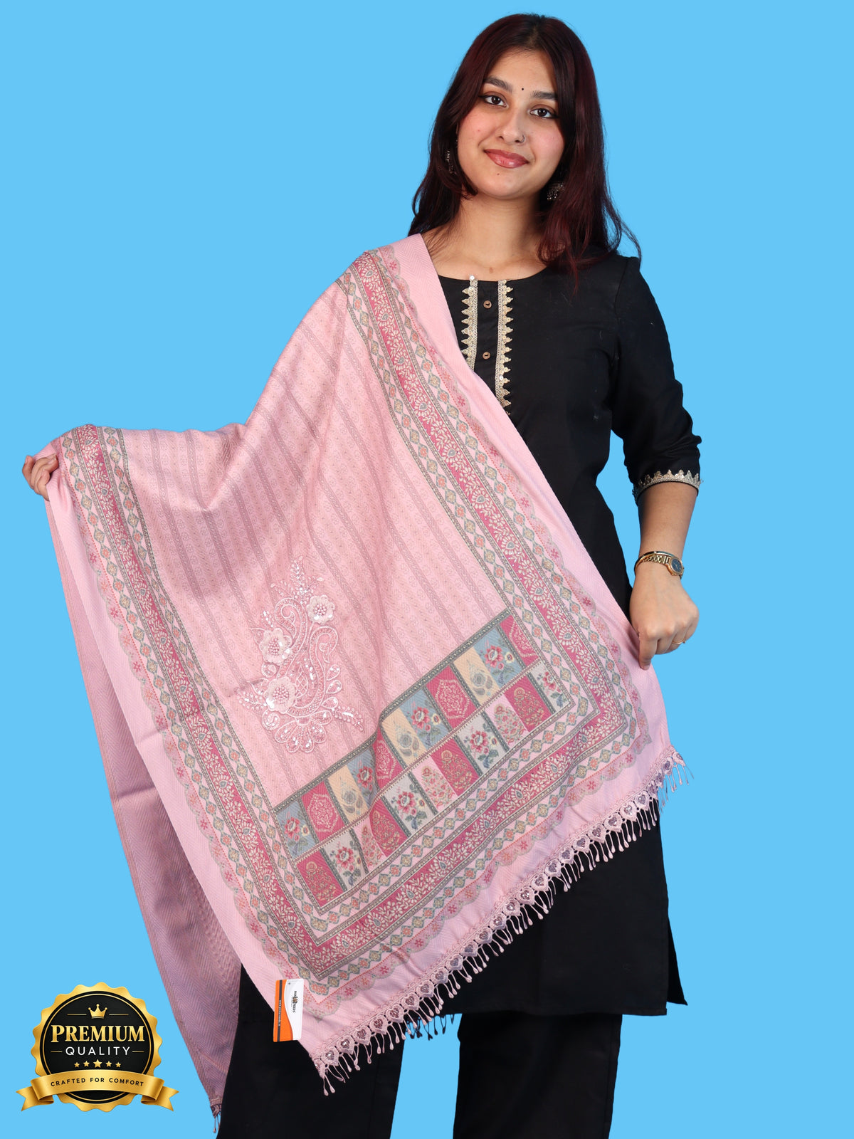 Pick Ur Needs Premium Soft Woolen Women & Girls Stylish Shawl with Elegant Design for Winter & Wedding