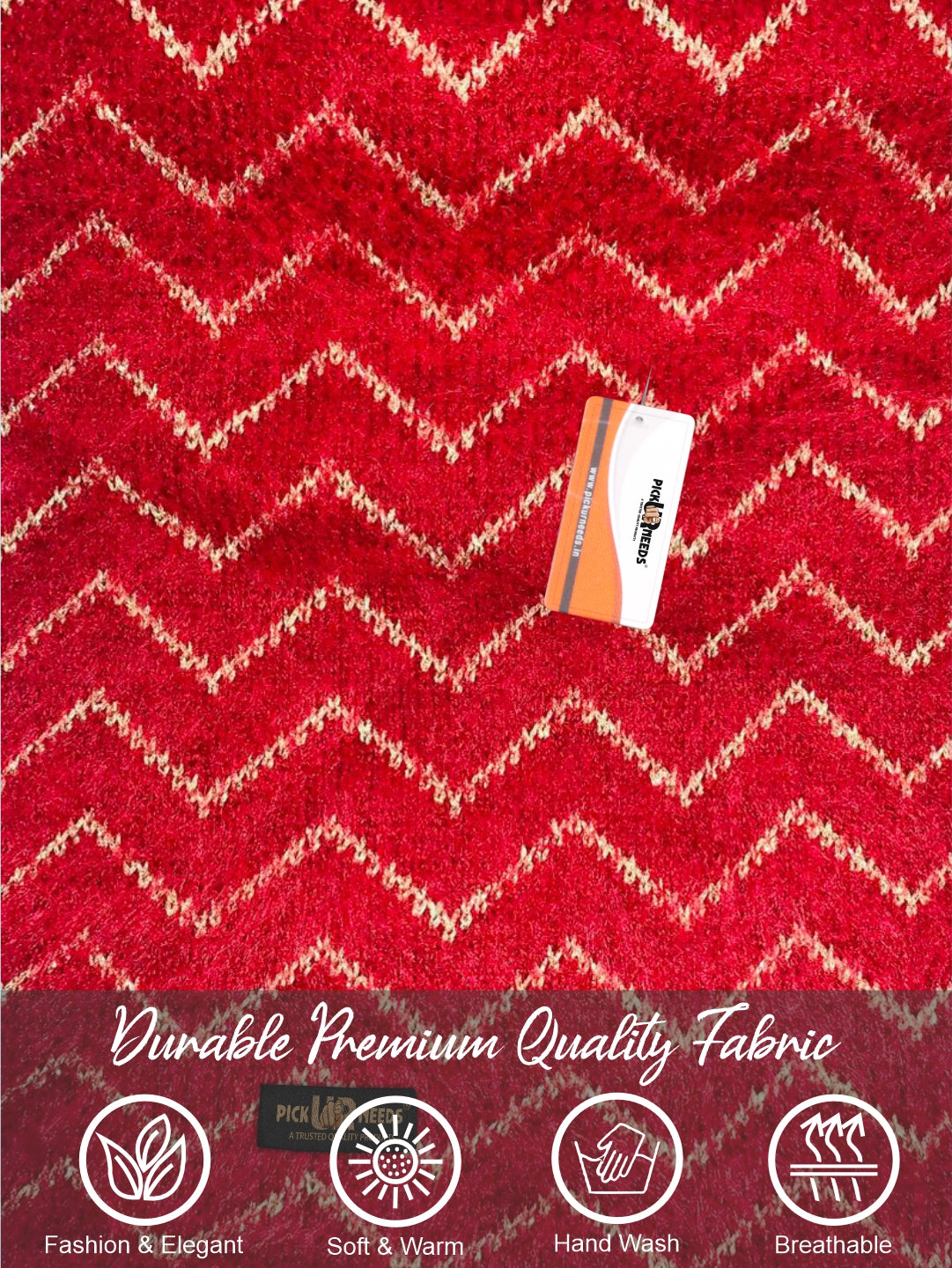 Pick Ur Needs Premium Woolen Winter Muffler with Gold Zigzag Pattern | Soft, Warm & Stylish Scarf for Women