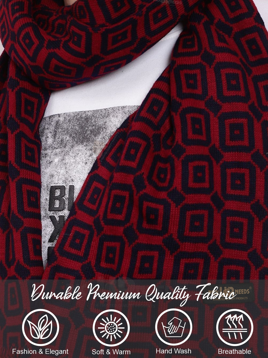 Pick Ur Needs Men's Stylish Zig Zag Knit Scarf  Soft, Warm & Breathable Fabric for Causal & Formal Wear Winter Muffler