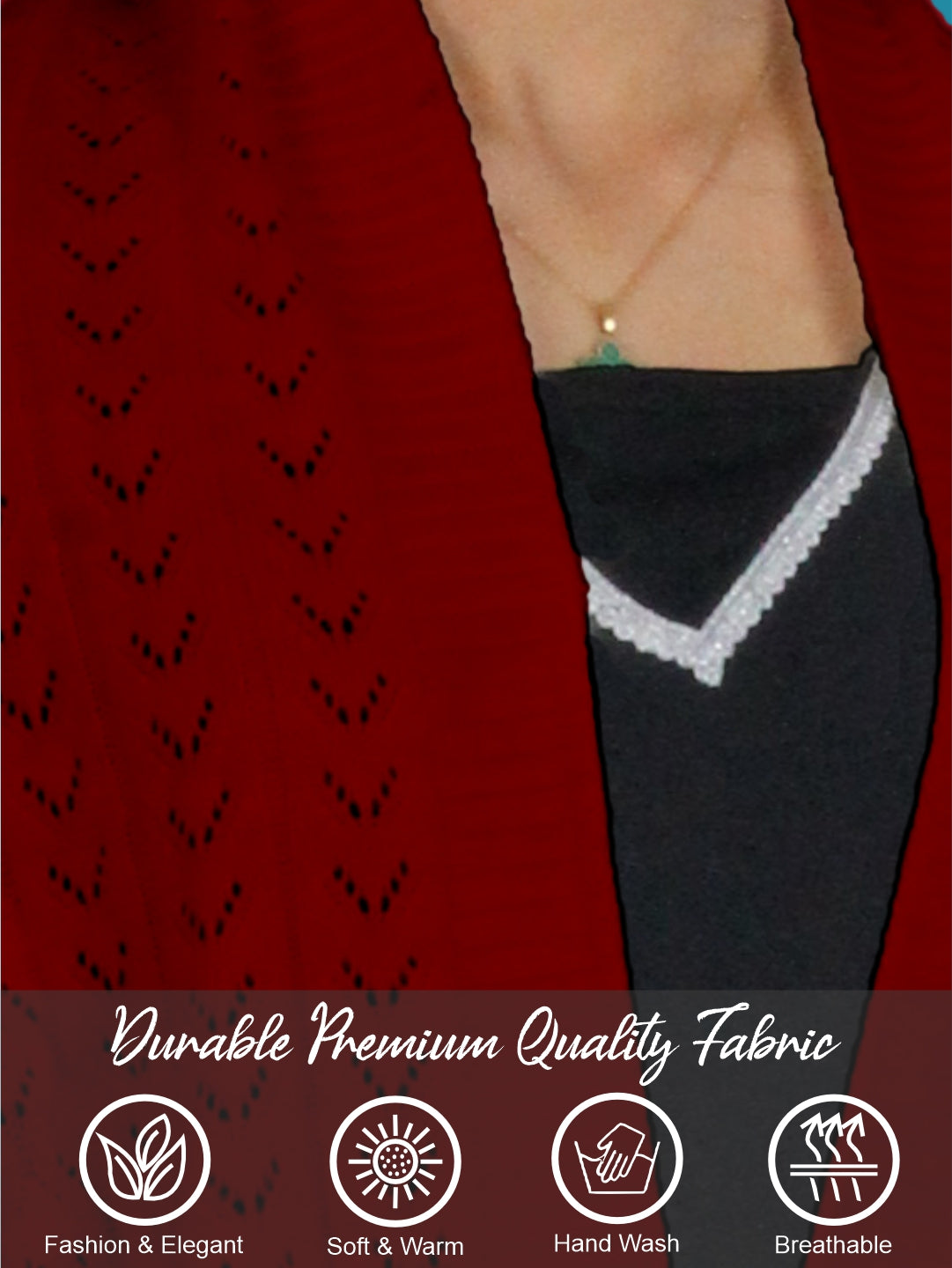 Pick Ur Needs Women’s Premium Knitted Winter Soft Shawl Woolen Warm Stole with Elegant Lace Pattern & Tassels For Girls