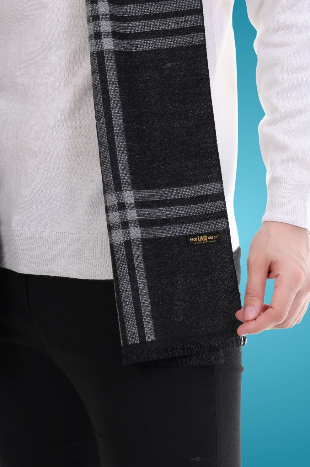 Pick Ur Needs Men's Muffler Check Desgin Premium Woolen Blend Fabric Stylish Look Muffler For Men