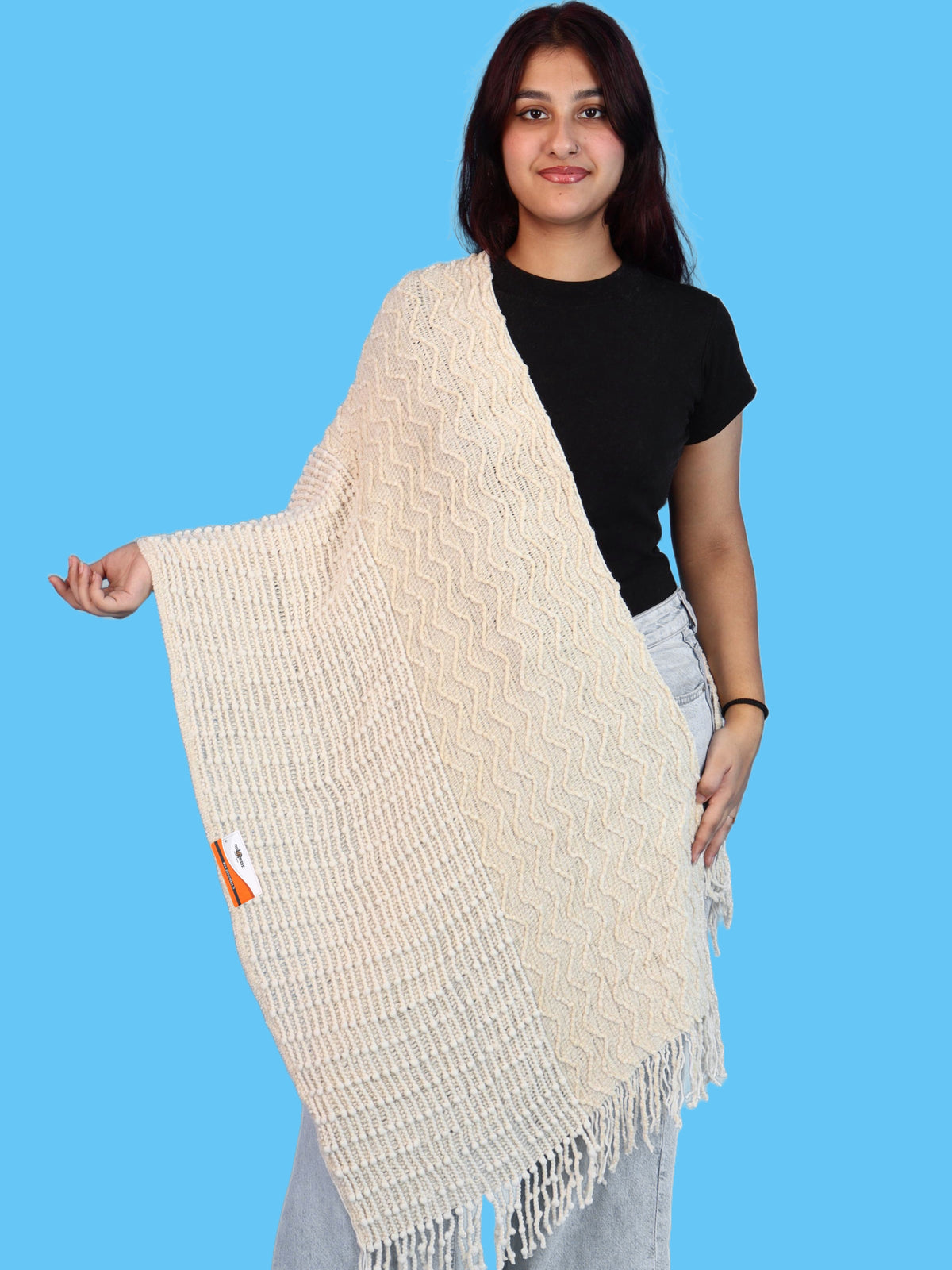 Pick Ur Needs Premium Winter Stole & Muffler for Women Soft Woven Textured Wrap with Elegant Fringes Warm Shawl