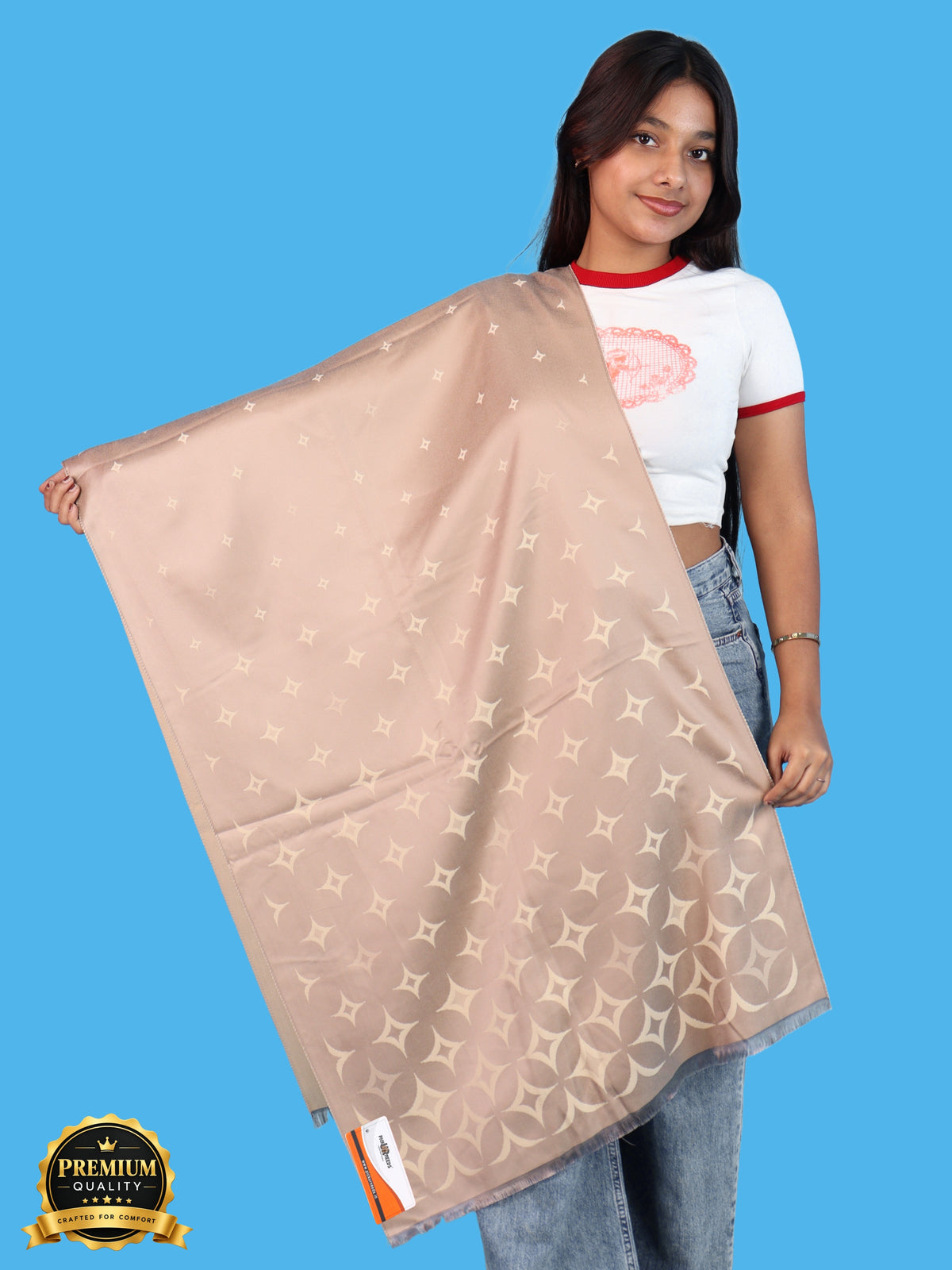 Pick Ur Needs Premium Womens 2-in-1 Reversible Shawl Stylish Printed Winter Shawls for Girls Soft Warm Woolen Stole