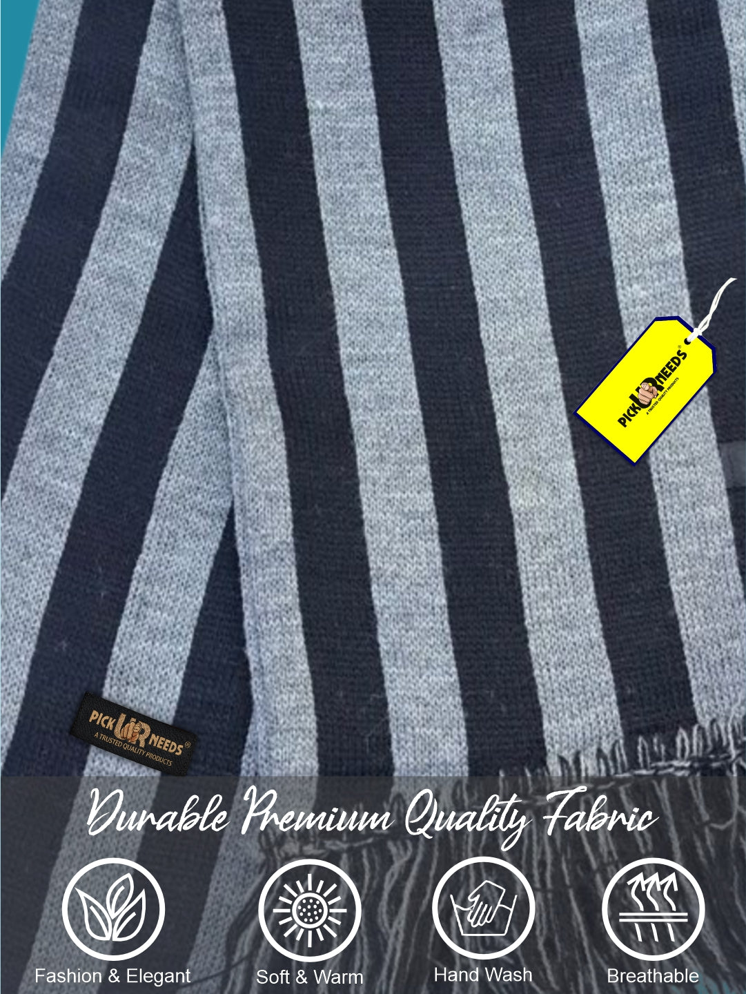 Pick Ur Needs Premium Soft Winter Muffler for Men Stylish Striped Woolen Scarf Warm & Comfortable