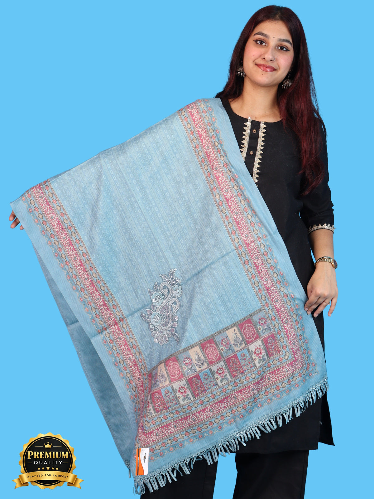 Pick Ur Needs Premium Soft Woolen Women & Girls Stylish Shawl with Elegant Design for Winter & Wedding