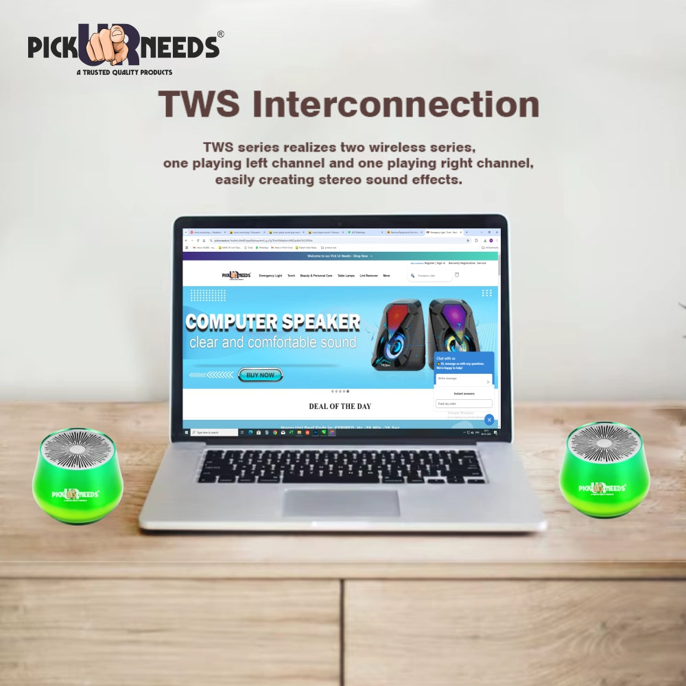 Pick Ur Needs  Mini TWS Metal Body Rechargeable Speaker With Calling Function / TF Card Support 8 W Bluetooth Speaker  (Green, 5.0 Channel) Be the first to Review this product