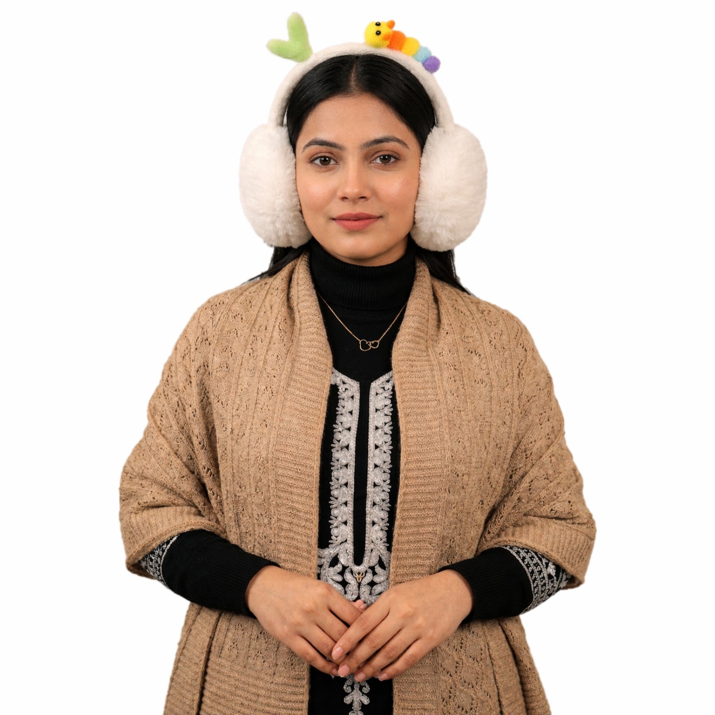 Pick Ur Needs Cute Caterpillar Ear Muffs for Women & Girls – Fluffy Plush Winter Earmuffs, Ear Warmers, Soft Cozy Outdoor Accessory