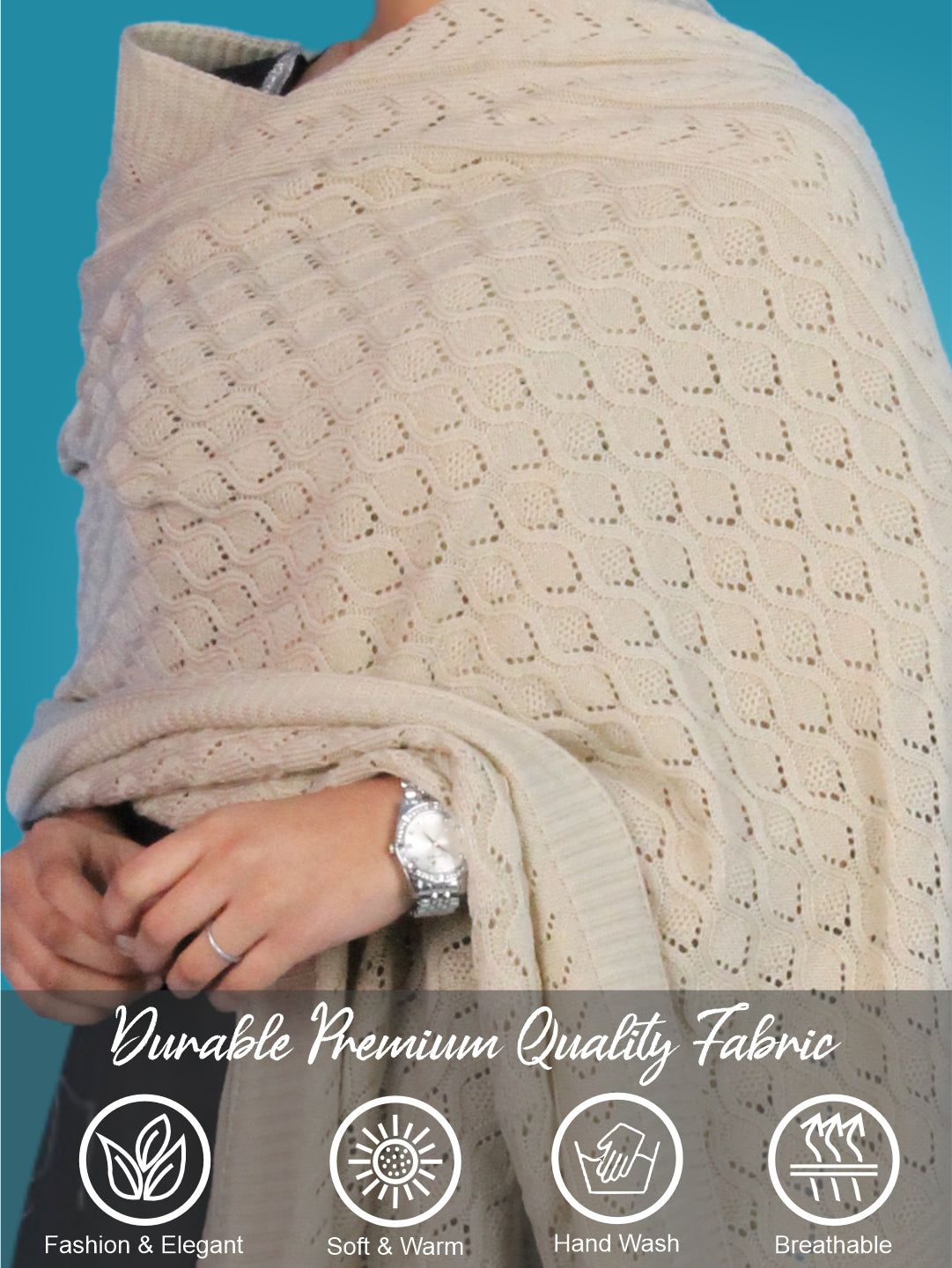 Pick Ur Needs Women’s Premium Knitted Winter Soft Shawl Woolen Warm Stole with Elegant Lace Pattern & Tassels For Girls
