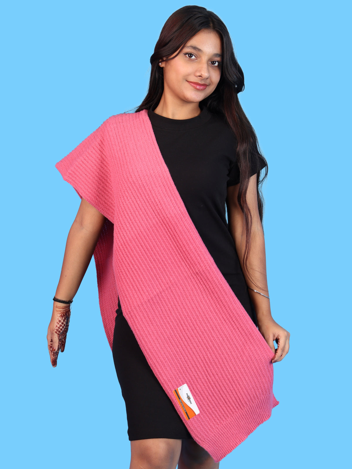 Pick Ur Needs Womens Stylish Knitted Muffler Scarf, Long Ribbed Knit Winter Neck Wrap, Soft Textured Cozy Scarf for Girls