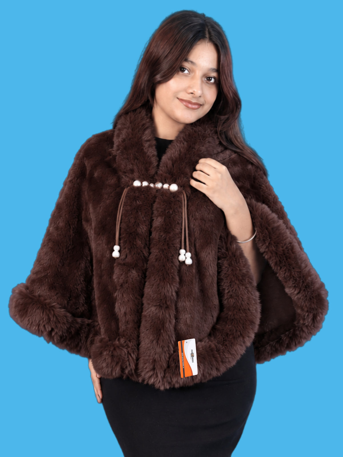 Pick Ur Needs Elegant Faux Fur Womens Shrug with Plush Collar,Soft Warm Winter Cape Poncho, Stylish Fluffy Shoulder Wrap for Ladies & Girls