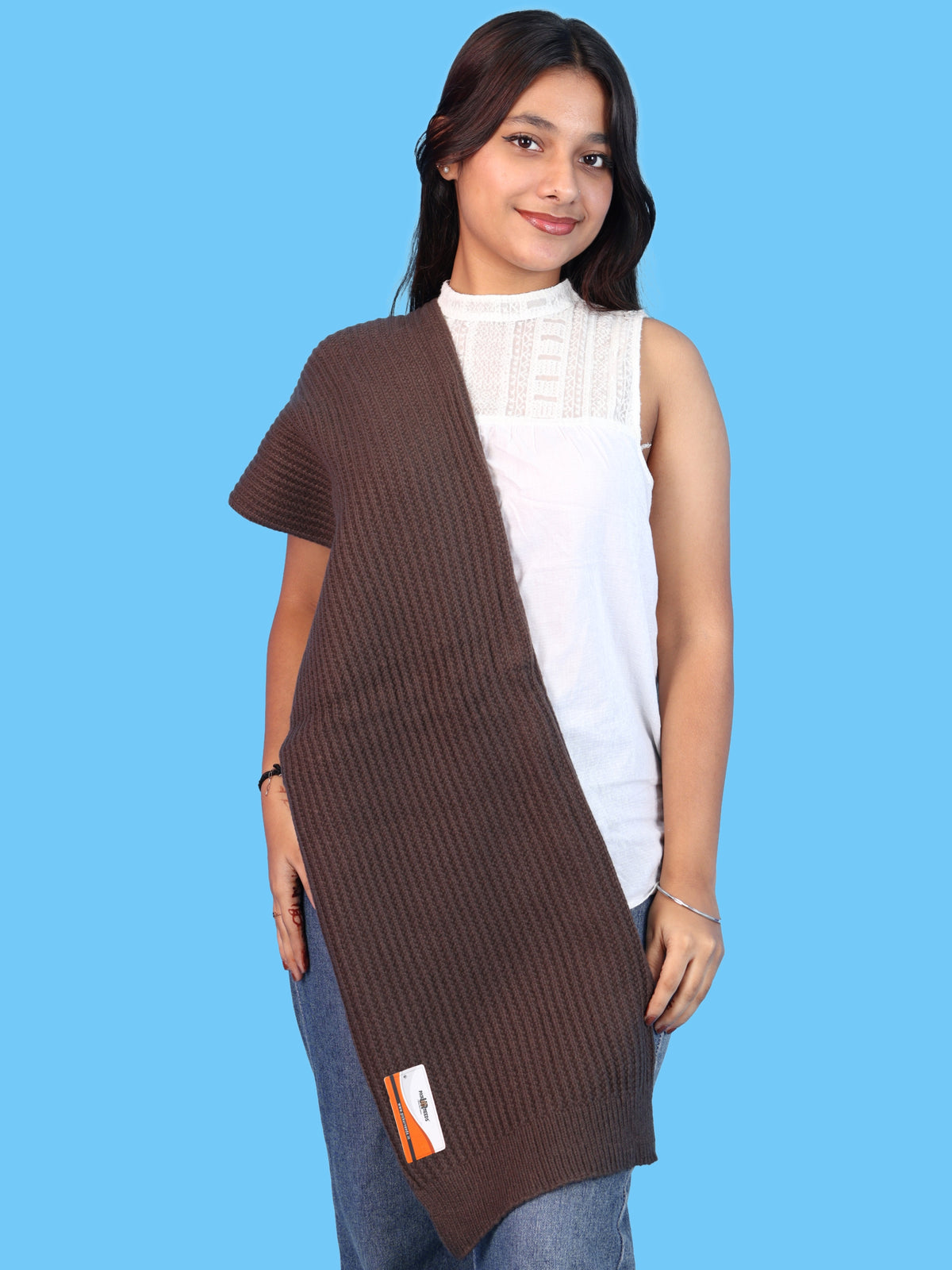 Pick Ur Needs Womens Stylish Knitted Muffler Scarf, Long Ribbed Knit Winter Neck Wrap, Soft Textured Cozy Scarf for Girls