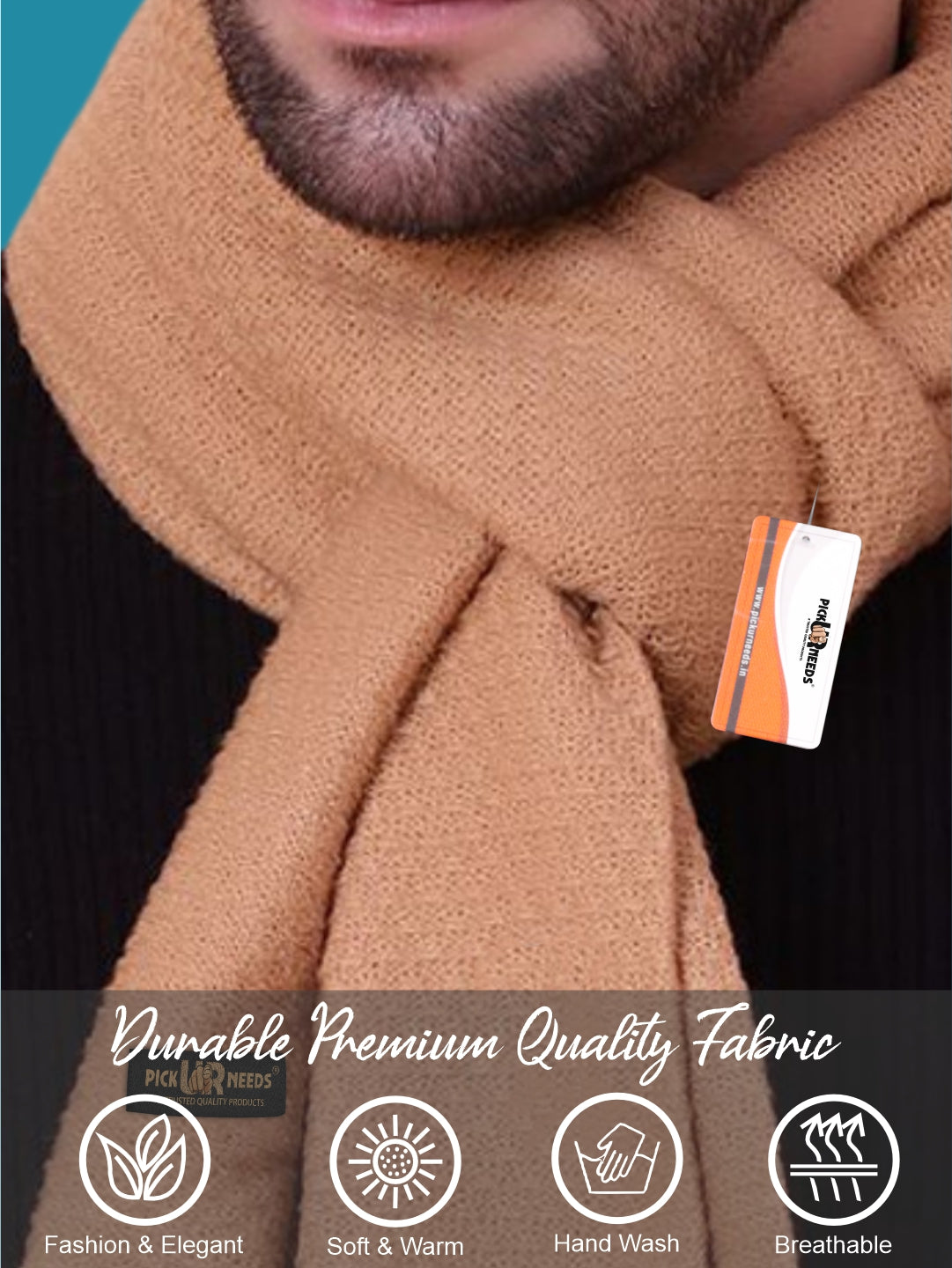 Pick Ur Needs Premium Soft Knitted Winter Muffler for Men Elegant Wool Blend Scarf with Tassel Fringe Stylish Warm Winter Wear for Casual & Formal Outfits