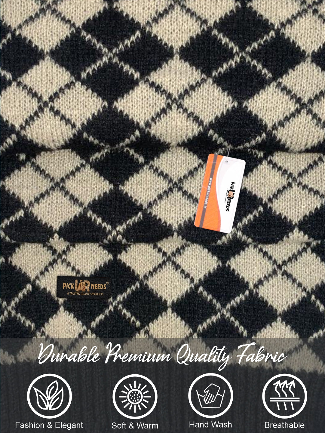 Pick Ur Needs Classic Checkered Woolen Scarf for Winter Warm Muffler Soft, Cozy & Stylish Cold Weather Wrap For Women