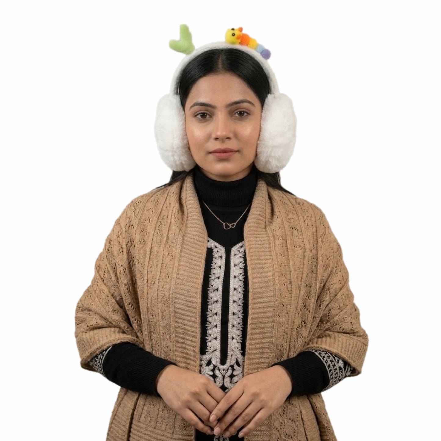 Pick Ur Needs Cute Caterpillar Ear Muffs for Women & Girls – Fluffy Plush Winter Earmuffs, Ear Warmers, Soft Cozy Outdoor Accessory