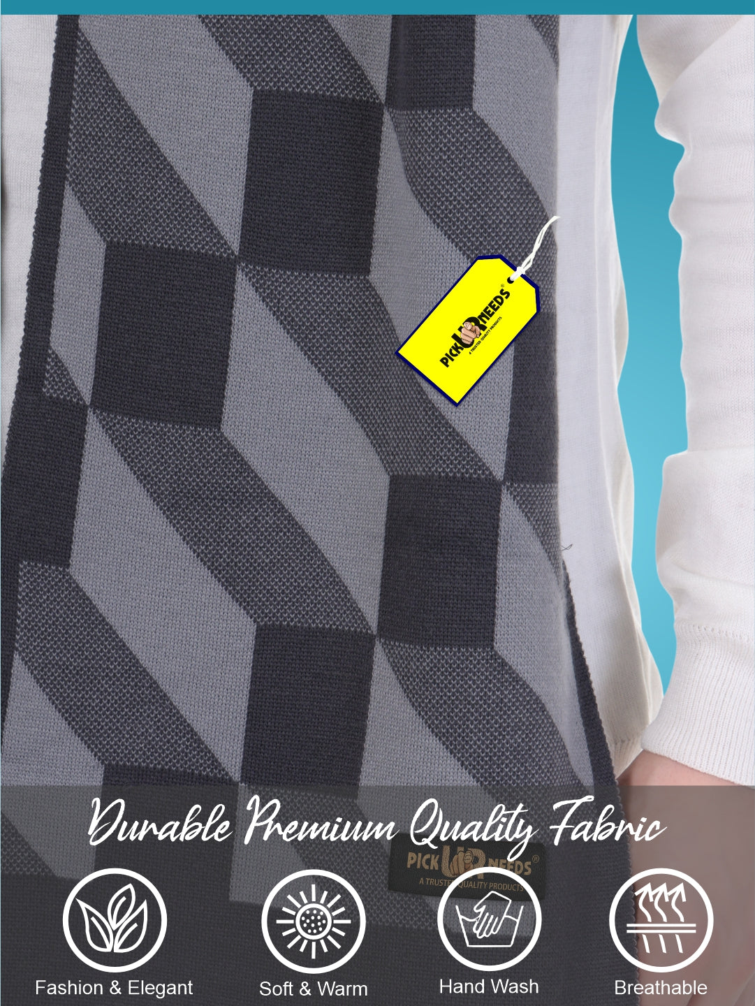 Pick Ur Needs Men’s Premium Winter Wool Muffler – Soft & Warm Knitted Scarf for Casual, Office & Travel Stylish Stripe Design