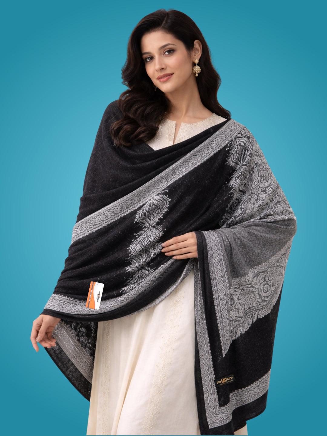 Pick Ur Needs Soft & Elegant Ethnic Stole Woolen Shawl for Women Warm Winter Wool Shawls with Traditional Prints