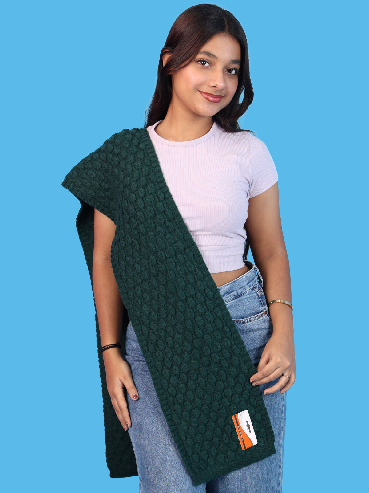 Pick Ur Needs Women and Girls Knitted Winter Muffler, Textured Woollen Scarf with Elegant Woven Pattern, Soft Warm Lightweight Neck Wrap