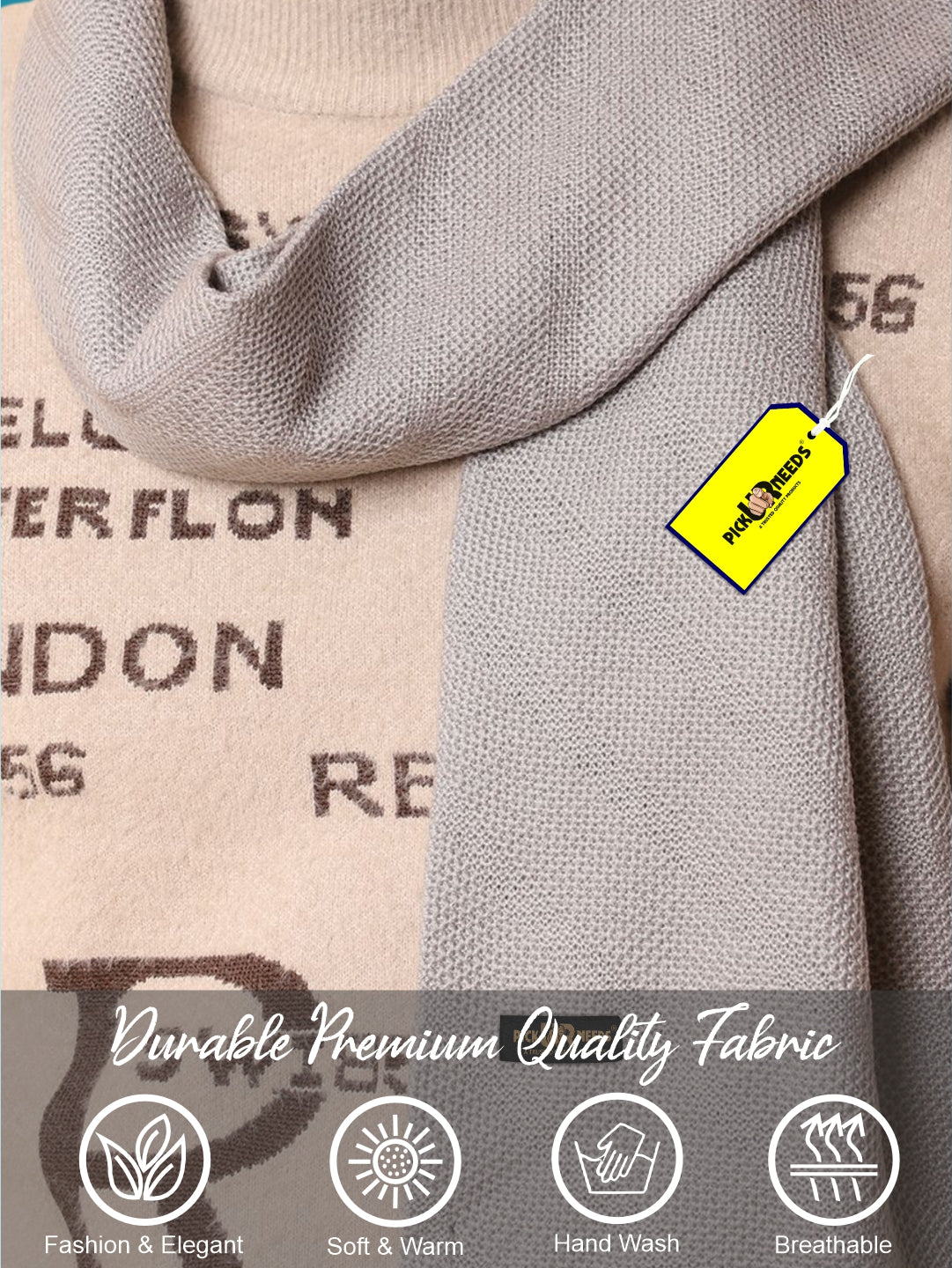 Pick Ur Needs Premium Soft, Warm & Breathable Wool Blend Winter Scarf for Men Fashionable Elegant Muffler